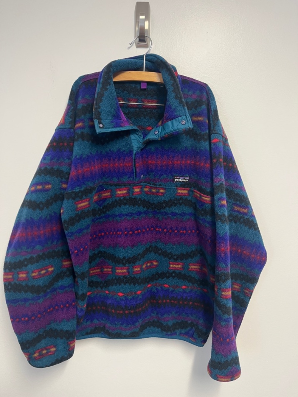 Patagonia Vintage Multicolor Geometric Synchilla Fleece Pullover Mens S